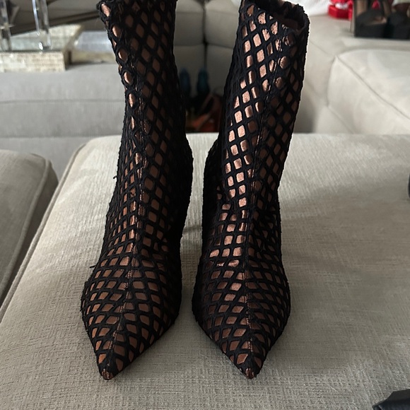 Zara Elegant Black Mesh Ankle Boots - Picture 2 of 6